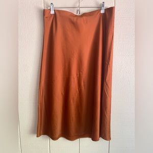 Rachel Zoe midi satin skirt, size 12, brown